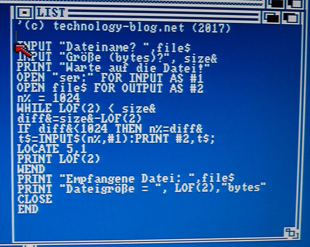 receive.bas Source Code Amiga
