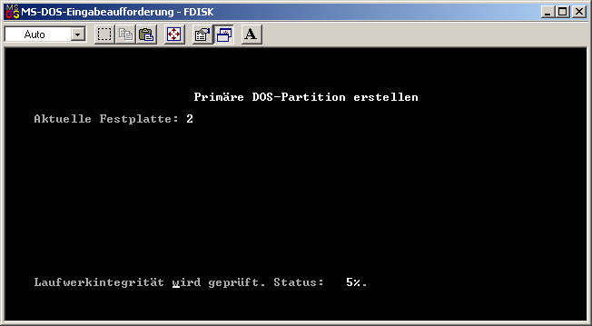 fdisk Primäre DOS partition-erstellen