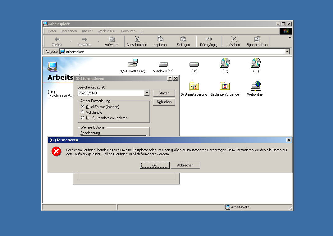 Festplatte unter Windows 98 partitionieren und formatieren
