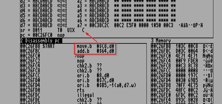 Amiga Assembler MonAm Status Register