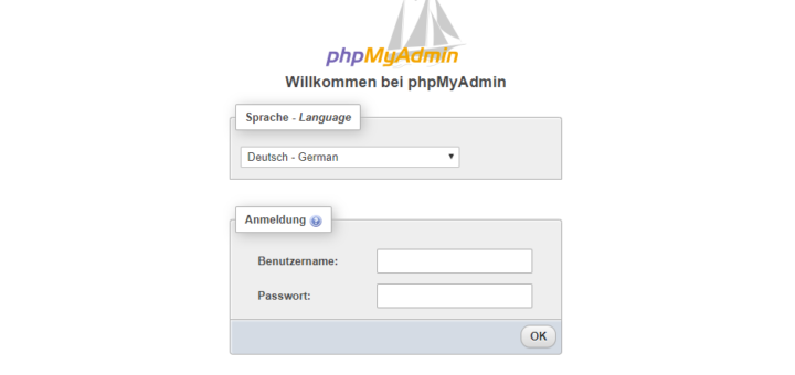 phpMyAdmin Weboberfläche