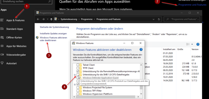 Windows 10 smb Freigabe aktivieren