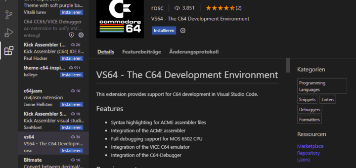 C64 Assembler Programmierung Visual Studio Code